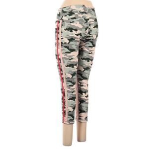 L'URV Leggings Camo Crop Side Stripe Pull On Active Pants Womens M Green Cream